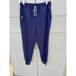 Figs Women's Jogger Scrub Pants in Navy with Gray Drawstring